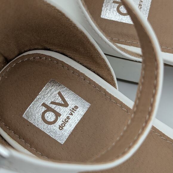 DV Dolce Vita Girls Braided Heeled Ankle Strap Sandals White Size US5 EU38 - Picture 9 of 10